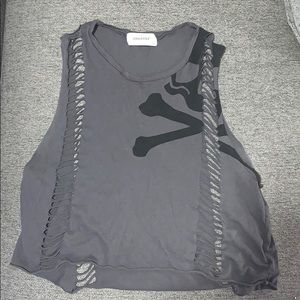 Soulcycle small gray skull tank w/ cuts